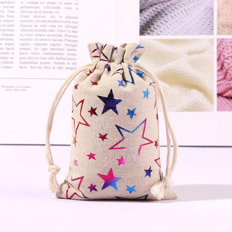 StoBag 5pcs Marry Christmas Gift Bags Bundle Small Linen Cotton Drawstring Pocket Candy Jewelry Packaging Pouch Favors New Year - DDD.MARKET