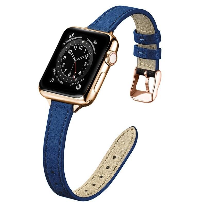 Slim Leather Strap for Apple watch band 44mm 40mm 38mm 42mm Soft Wrsit Belt bracelet for iWatch series 3 SE 5 4 6 watchband - DDD.MARKET